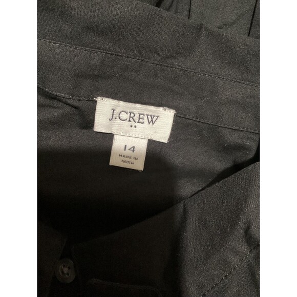 J Crew Dress Womens 14 Black Short Sleeve Collared Button Front Pockets Casual - Picture 5 of 6